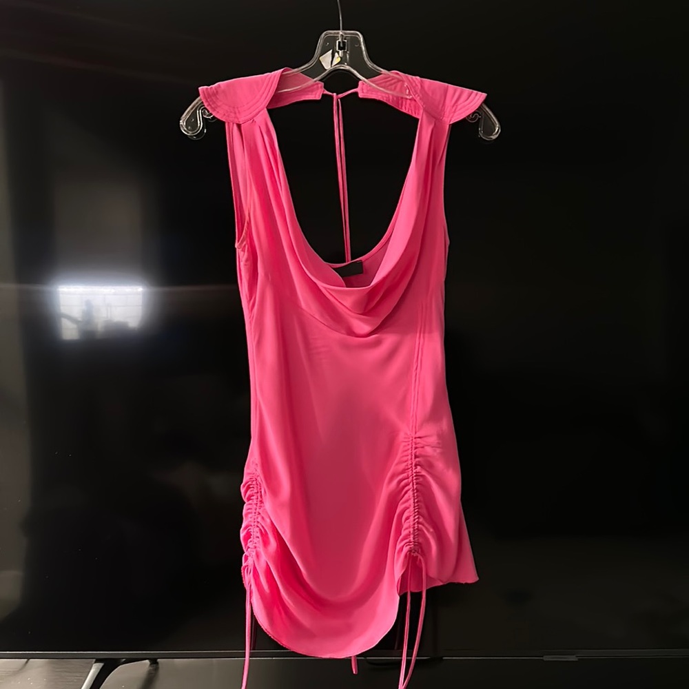 Pink Silk Women's Blouse - Cowl Neck